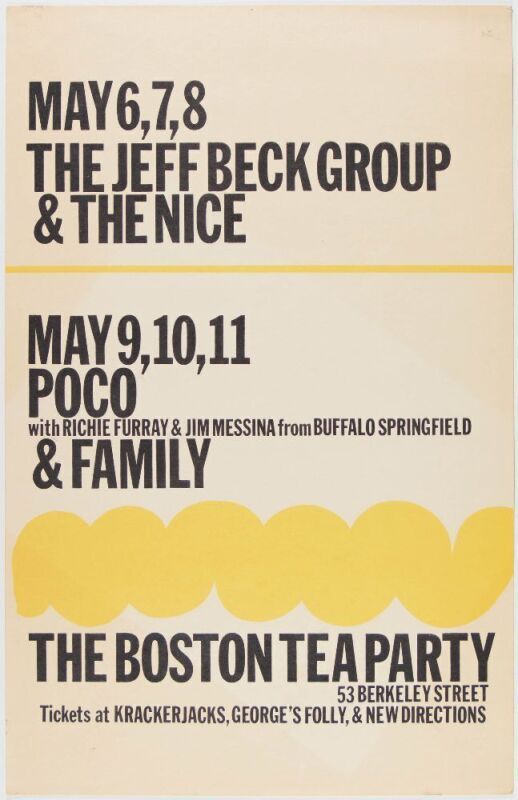 1969 The Jeff Beck Group The Nice Poco The Boston Tea Party Poster Excellent 75