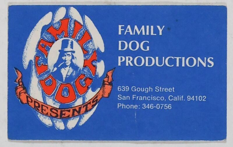 1968 Family Dog Productions Vintage Official Business Card Excellent 75