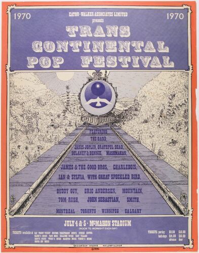 1970 AOR-4.132 The Band Grateful Dead Janis Joplin Festival Express McMahon Stadium Calgary Poster Extra Fine 61 Restored