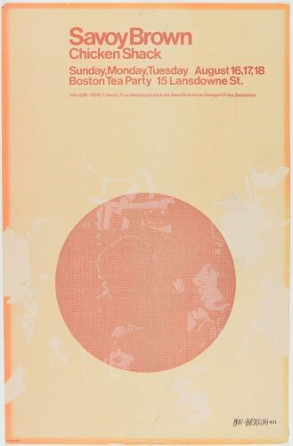 1970 Savoy Brown Chicken Shack The Boston Tea Party Poster Extra Fine 69