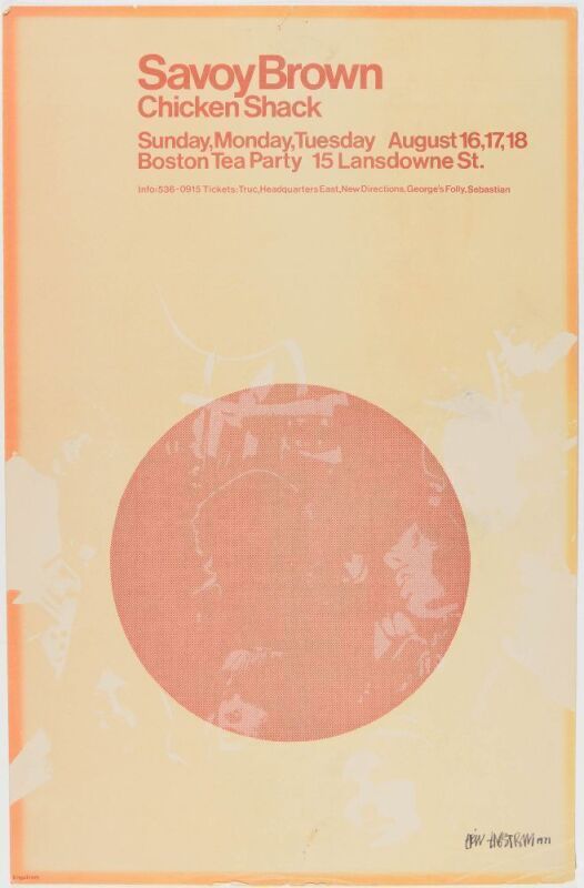 1970 Savoy Brown Chicken Shack The Boston Tea Party Poster Extra Fine 69