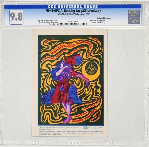 1967 FD-42 Quicksilver Miller Blues Band Avalon Ballroom Postcard CGC 9.8