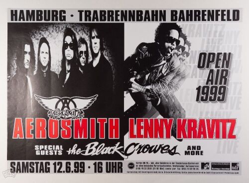 1999 Aerosmith Lenny Kravitz Germany Poster Mint 91