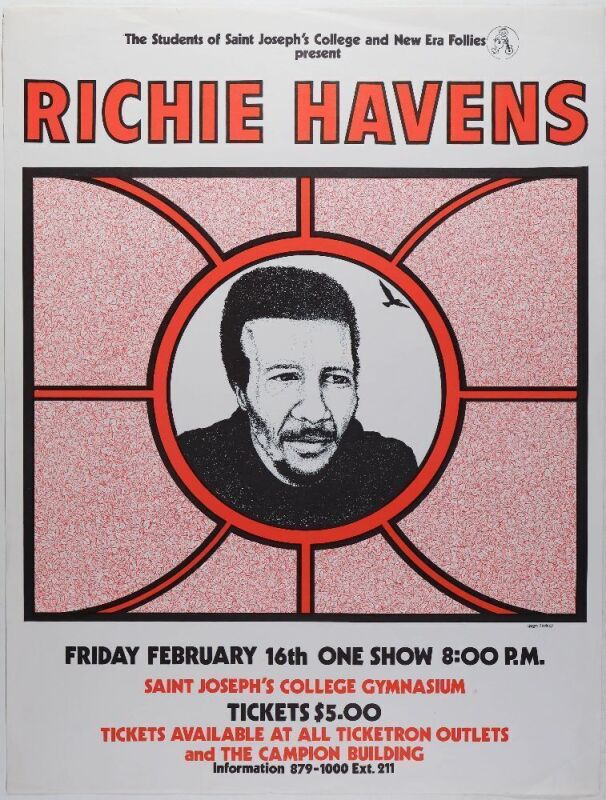 1973 Richie Havens Saint Joseph's College Gymnasium Philadelphia Poster Excellent 79