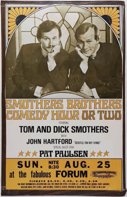1968 The Smothers Brothers Comedy Hour The Forum Inglewood Cardboard Poster Extra Fine 63