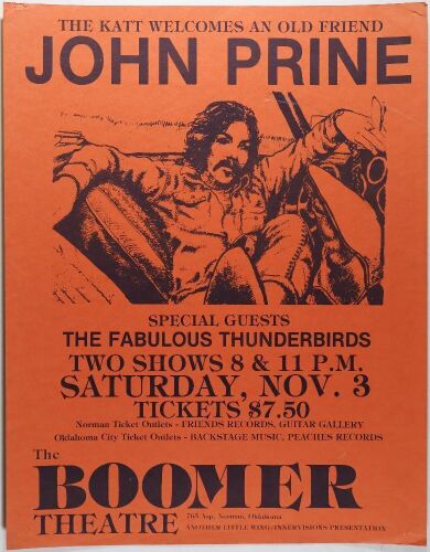 1979 John Prine Boomer Theatre Oklahoma Poster Excellent 75