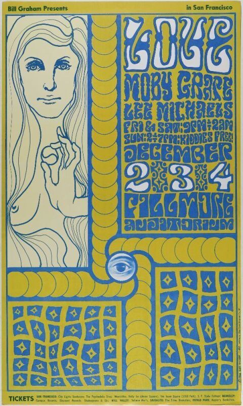 1966 BG-40 Love Moby Grape Fillmore Auditorium Poster Excellent 79