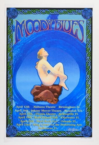 2001 Bob Masse Moody Blues Spring Southern States Tour Signed Masse Poster Near Mint 89