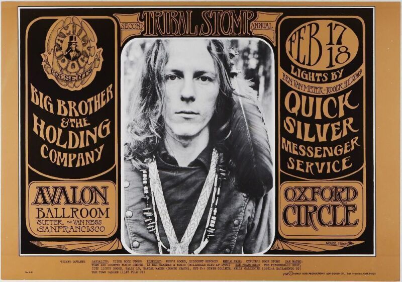 1967 FD-48 Big Brother Janis Joplin Avalon Ballroom Poster Excellent 79
