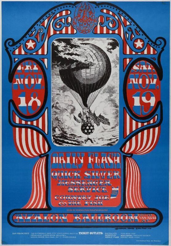 1966 FD-35 Quicksilver Daily Flash Country Joe Avalon Ballroom Poster Excellent 79
