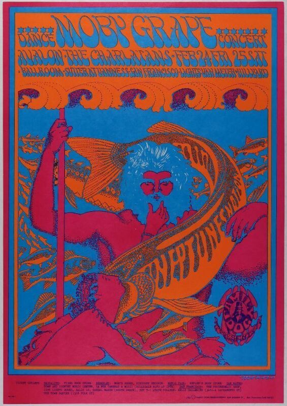 1967 FD-49 Moby Grape The Charlatans Avalon Ballroom Poster Near Mint 89