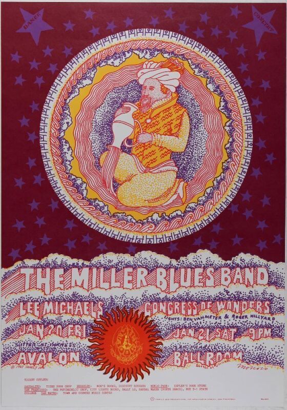 1967 FD-44 Miller Blues Band Avalon Ballroom Poster Near Mint 89
