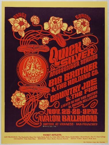 1966 FD-36 Big Brother Janis Joplin Quicksilver Avalon Ballroom Poster Near Mint 83