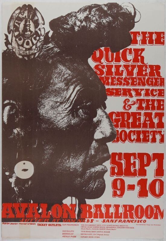 1966 FD-25 Great Society Quicksilver Avalon Ballroom Poster Excellent 79