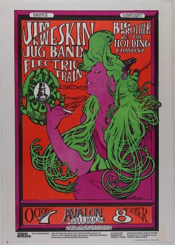 1966 FD-29 Big Brother Janis Joplin Avalon Ballroom Poster Excellent 79