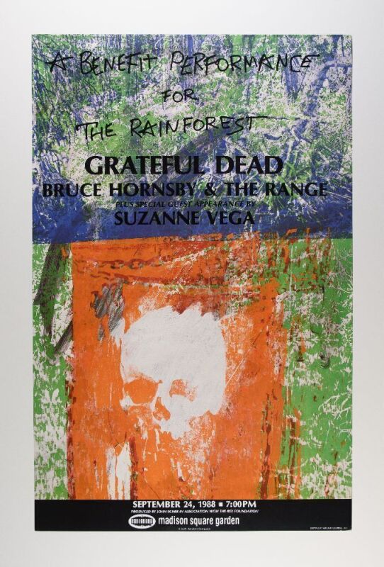 1988 Robert Rauschenberg Grateful Dead Rainforest Benefit Madison Square Garden Poster Near Mint 87