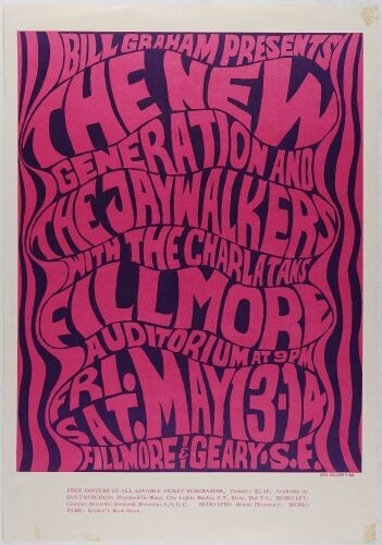 1966 BG-6 The New Generation The Charlatans Fillmore Auditorium Poster Excellent 79