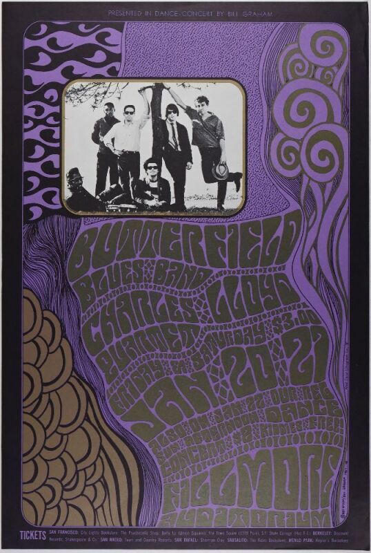 1967 BG-46 Butterfield Blues Band Fillmore Auditorium Poster Excellent 79