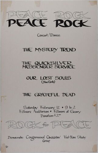 1966 AOR-14 Grateful Dead Quicksilver Messenger Service Peace Rock Fillmore Auditorium Poster Extra Fine 65