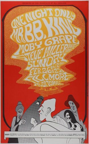 1967 BG-52 Moby Grape B. B. King Fillmore Poster Near Mint 89