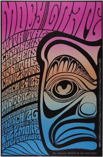 1967 BG-56 Moby Grape Winterland & Fillmore Auditorium Poster Near Mint 89