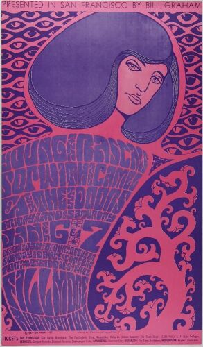 1967 BG-44 The Doors Young Rascals Fillmore Auditorium Poster Excellent 77