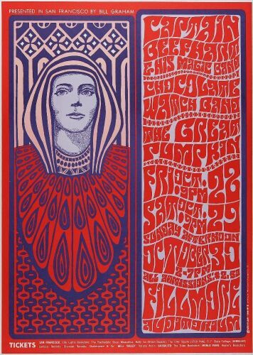 1966 BG-34 Captain Beefheart Fillmore Auditorium Poster Near Mint 89