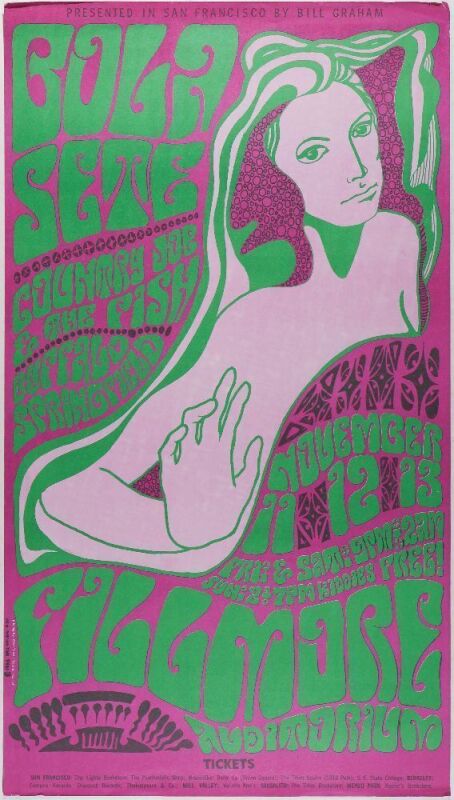 1966 BG-36 Bola Sete Buffalo Springfield Fillmore Auditorium Poster Extra Fine 69