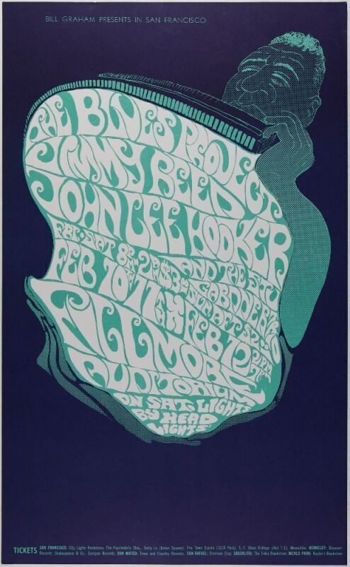 1967 BG-49 Blues Project Jimmy Reed John Lee Hooker Fillmore Auditorium Poster Near Mint 89