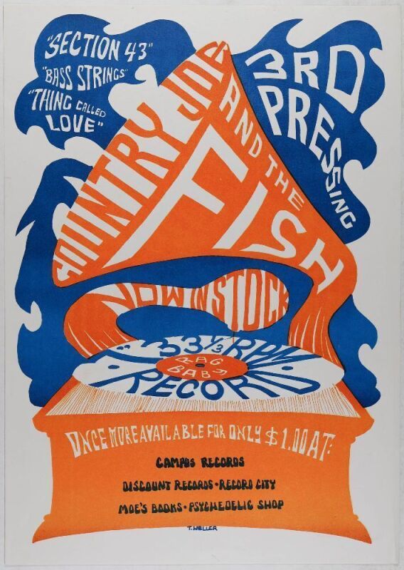 1966 AOR-2.287 Country Joe & the Fish Rag Baby EP Release Poster Excellent 79