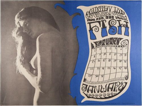 1967 Country Joe & The Fish January Calendar Poster Extra Fine 67