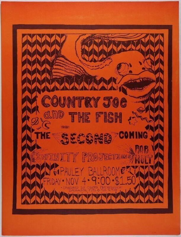 1966 Country Joe and the Fish Pauley Ballroom Berkeley Poster Excellent 79
