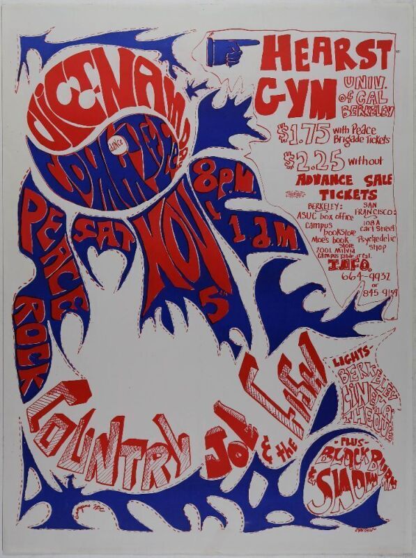 1966 Country Joe & The Fish Vietnam Benefit Hearst Gym Poster Extra Fine 67