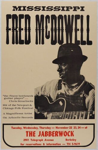 1966 Mississippi Fred McDowell Jabberwock Berkeley Poster Near Mint 89