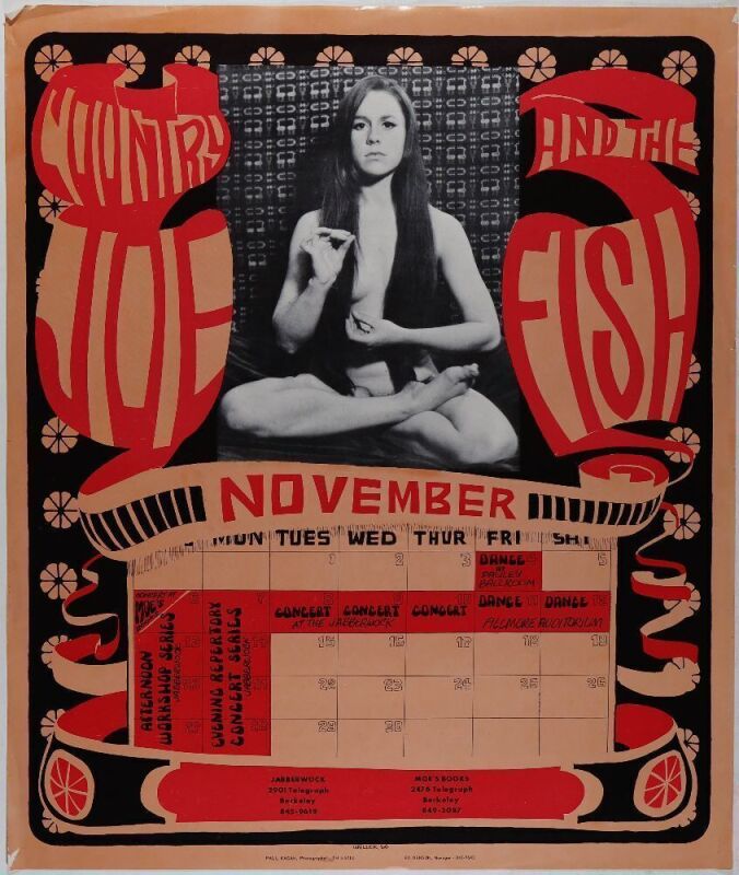 1966 Country Joe and the Fish November Calendar Poster Extra Fine 67