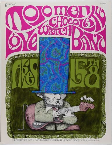 1967 Mojo Men Love Chocolate Watchband Santa Clara County Fairgrounds Poster Near Mint 81