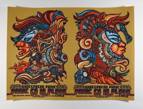 2016 Jeff Wood Widespread Panic Riviera Maya Hard Rock LE Signed Wood Uncut Poster Near Mint 87