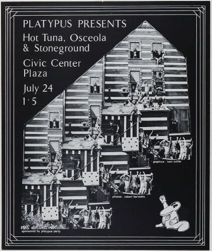 1971 Hot Tuna Civic Center Plaza San Francisco Poster Near Mint 87