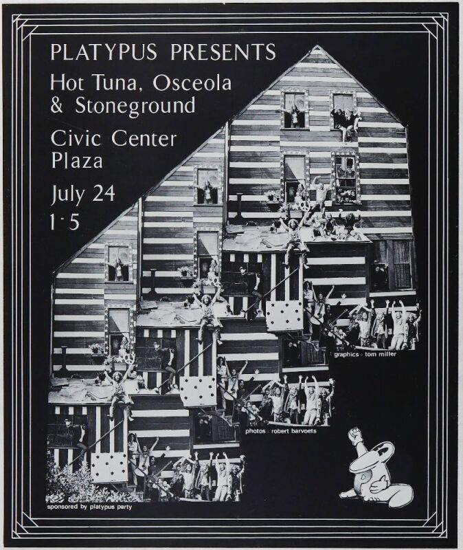 1971 Hot Tuna Civic Center Plaza San Francisco Poster Near Mint 87