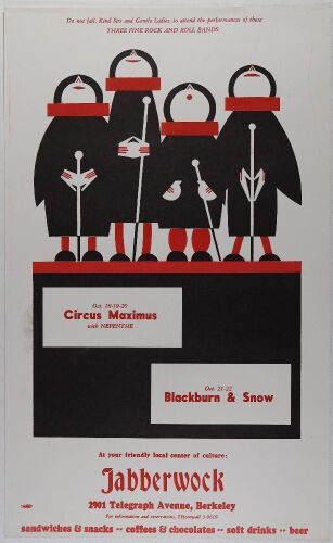 1966 Circus Maximus Jabberwock Berkeley Poster Excellent 77