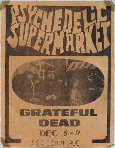 1967 Grateful Dead The Psychedelic Supermarket Boston Handbill Excellent 75 Restored