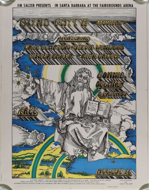 1969 AOR-3.42 Blind Faith Delaney Bonnie & Friends Earl Warren Santa Barbara Poster Extra Fine 67
