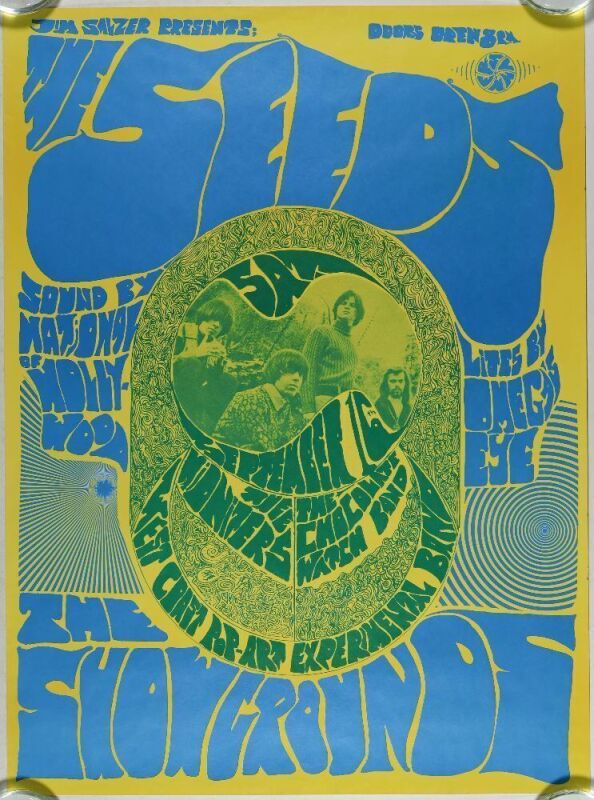 1967 The Seeds Earl Warren Showgrounds Santa Barbara RP2 Poster Near Mint 85