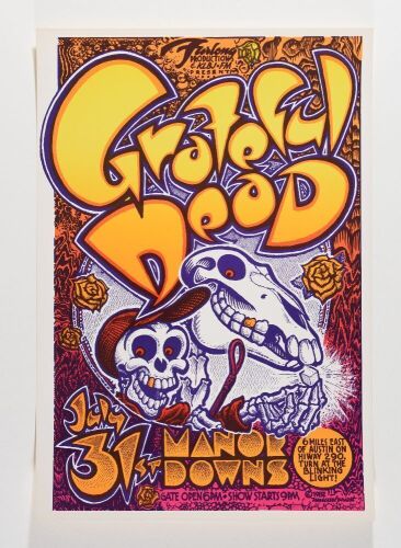1982 AOR-4.159 Grateful Dead Manor Downs Austin Poster Near Mint 89