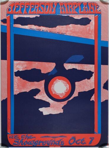 1968 AOR-3.45 Jefferson Airplane Earl Warren Showgrounds Santa Barbara Poster Near Mint 87