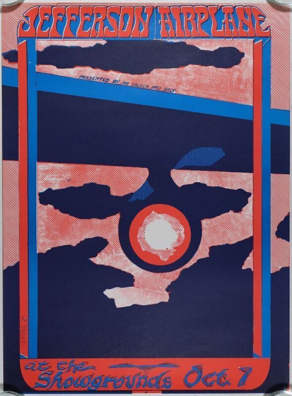 1968 AOR-3.45 Jefferson Airplane Earl Warren Showgrounds Santa Barbara Poster Near Mint 87