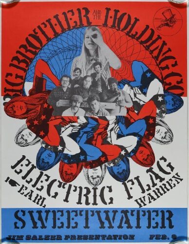 1968 Big Brother & The Holding Company Janis Joplin Earl Warren Showgrounds Santa Barbara RP2 Poster Near Mint 87