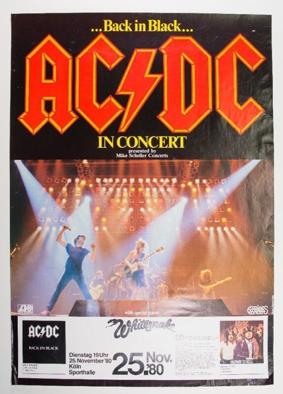 1980 AC/DC Whitesnake Sporthalle Cologne Germany Poster Extra Fine 65