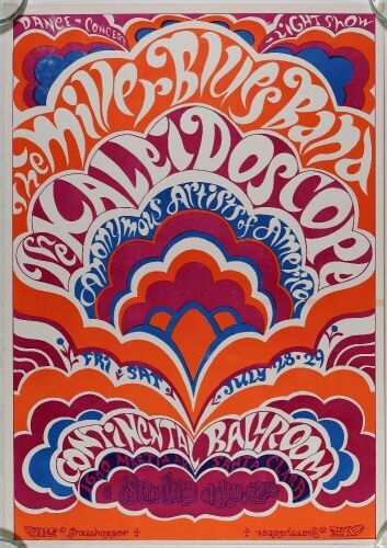 1967 Steve Miller Blues Band The Kaleidoscope The Continental Ballroom Poster Near Mint 85