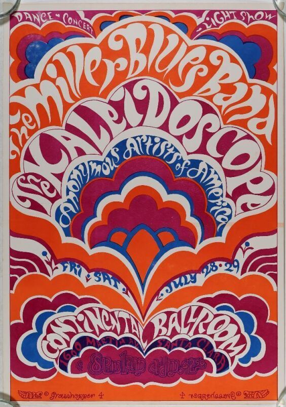 1967 Steve Miller Blues Band The Kaleidoscope The Continental Ballroom Poster Near Mint 85